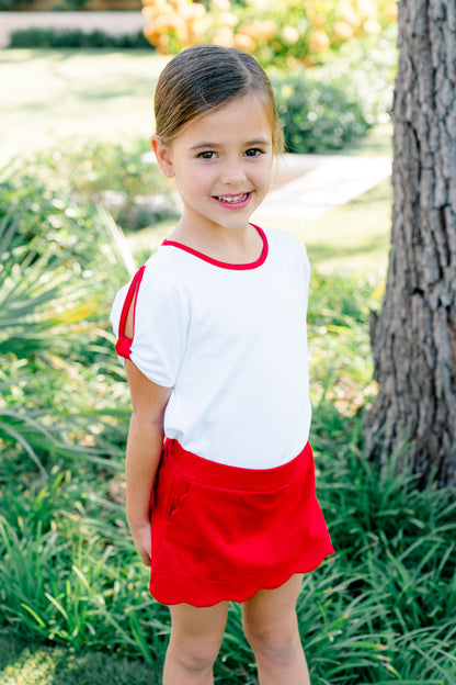 Scallop Skort Red