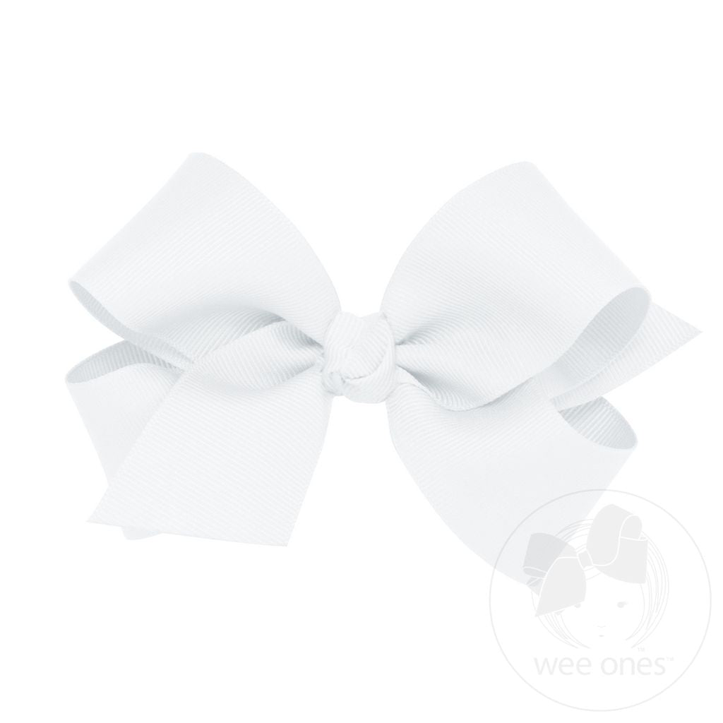 Medium Grosgrain Bow, White