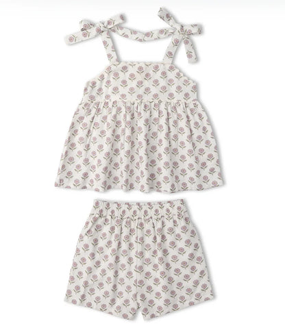 Tie Up Top & Shorts Set- Lavender