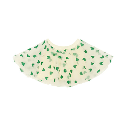 Vanilla Tutu with Green Glitter Hearts