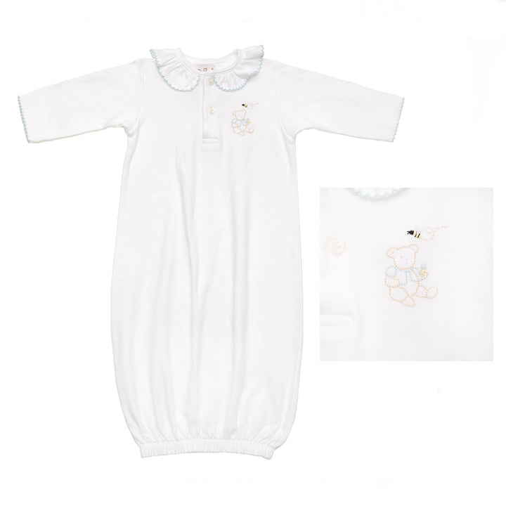 Baby Teddy Bear Cotton Knit Sack, Blue