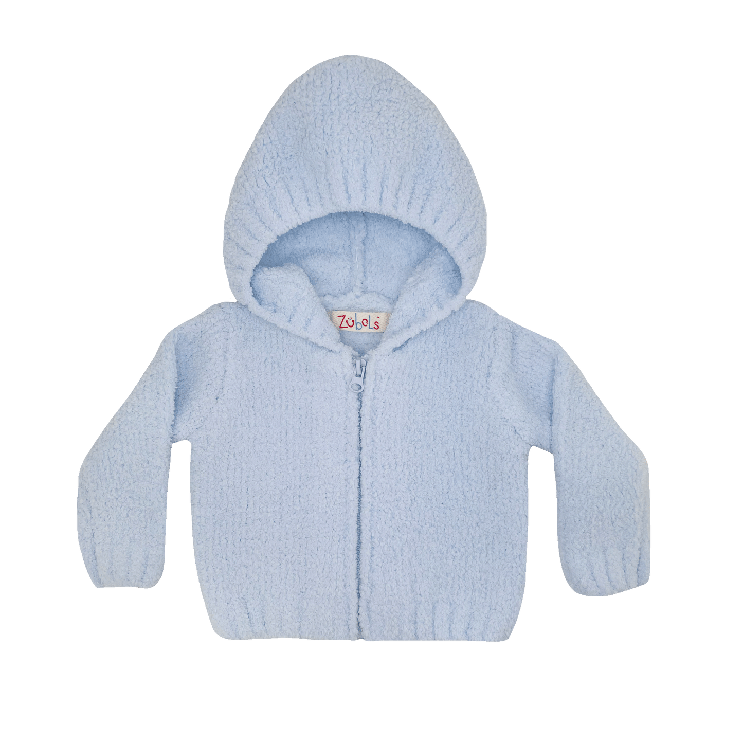 Chenille Hooded Zip Up Sweater, Blue
