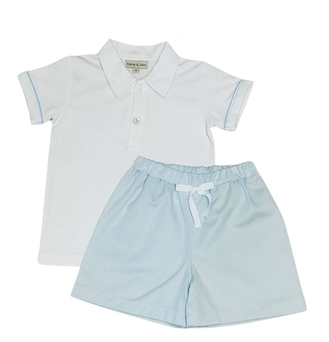 White & Blue Boy's Short Set