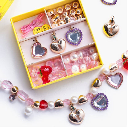 Pink & Purple Heart Charm Mini Bead Kit