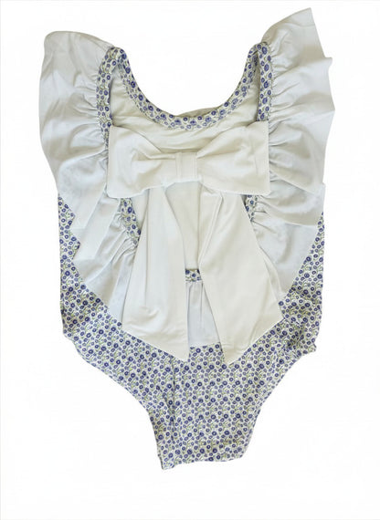 Girls Flutter Sleeve One Piece, Purple Poppy