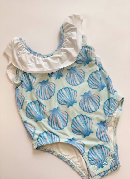 Girls Seashell Flutter Sleeve One Piece