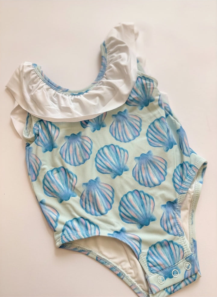 Girls Seashell Flutter Sleeve One Piece