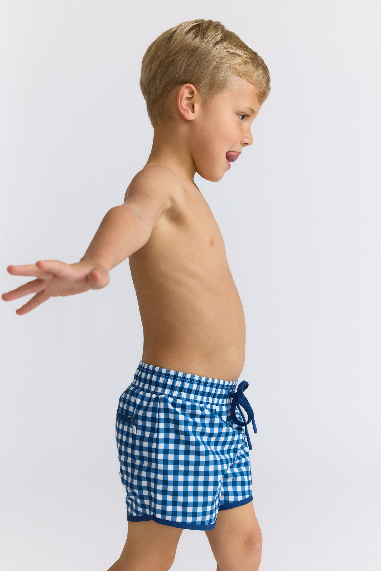 Boys Navy Picnic Gingham Boardie