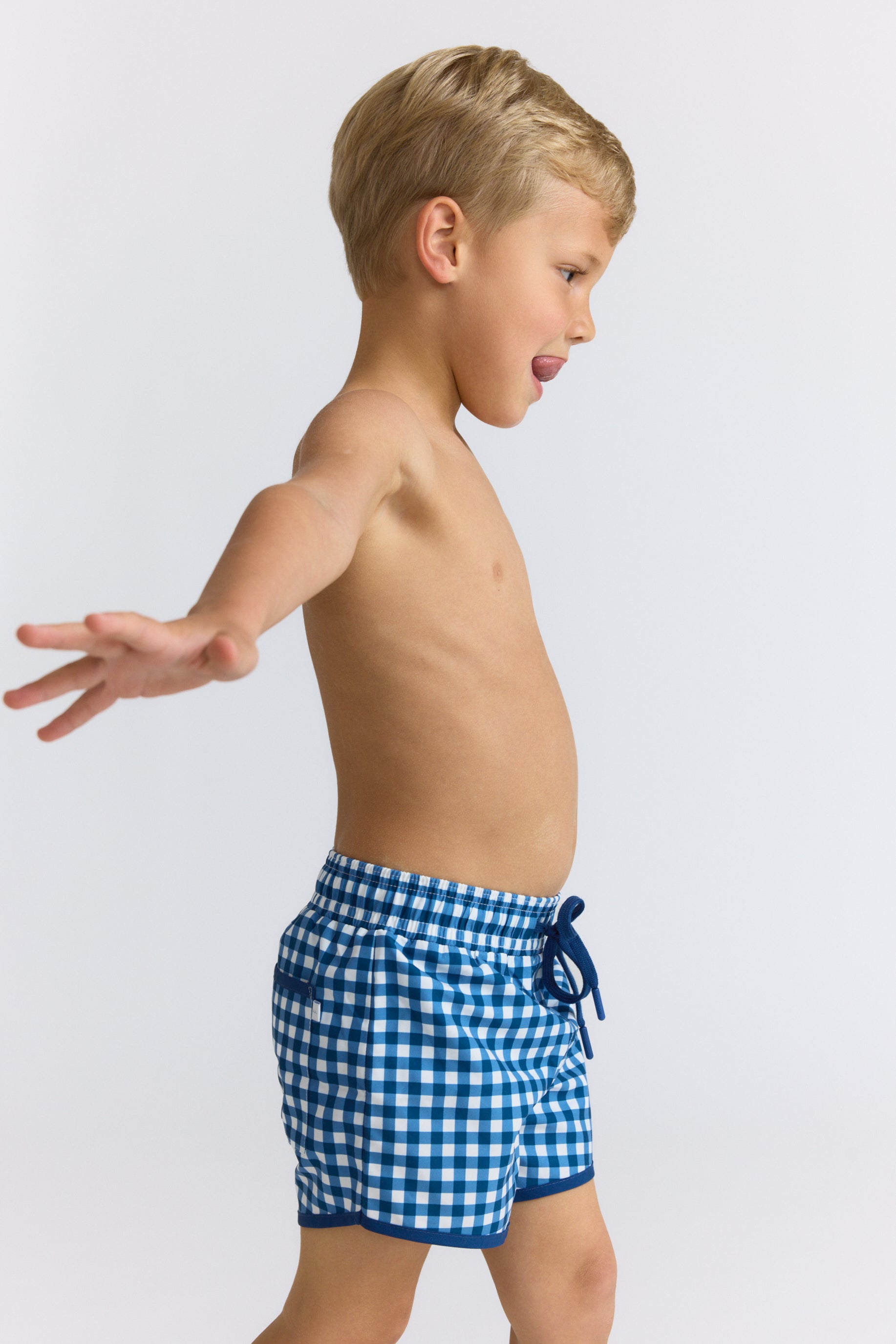 Boys Navy Picnic Gingham Boardie