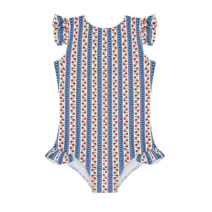 Girls Strawberry Patch Ruffle Cap Sleeve One Piece