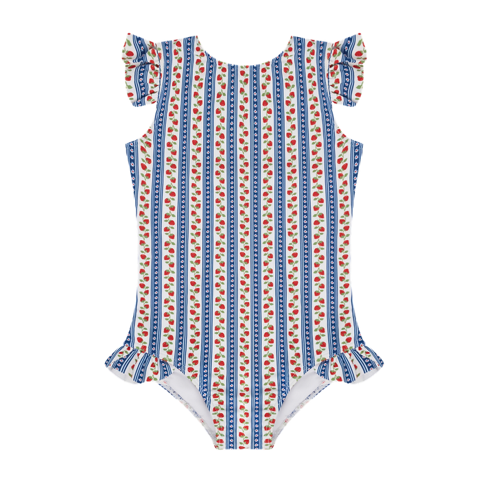 Girls Strawberry Patch Ruffle Cap Sleeve One Piece