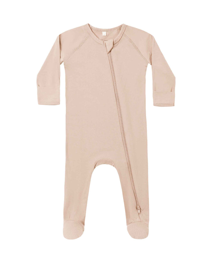 Bamboo Zip Footie, Dusty Rose
