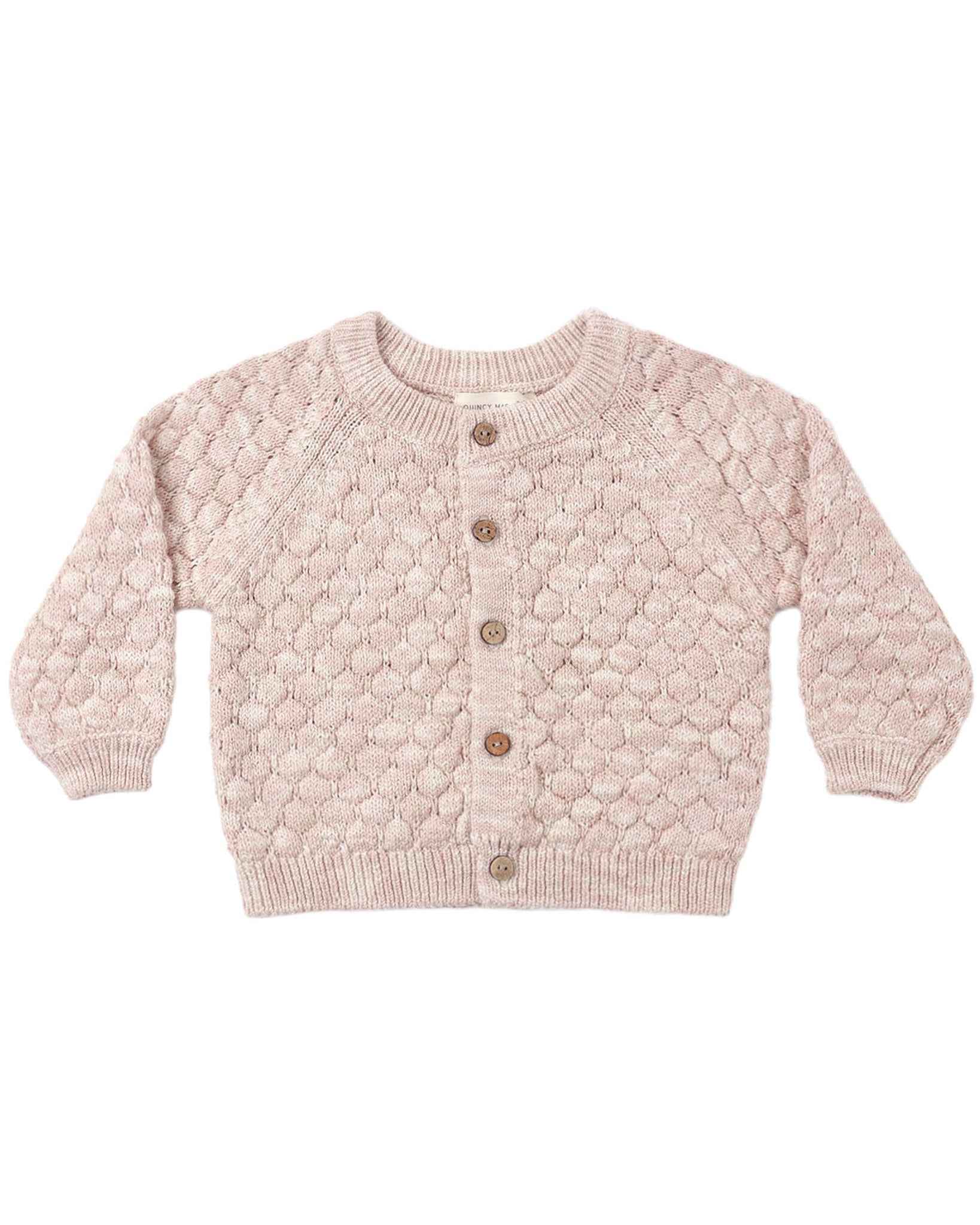 Bubble Knit Cardigan, Dusty Rose Speckle