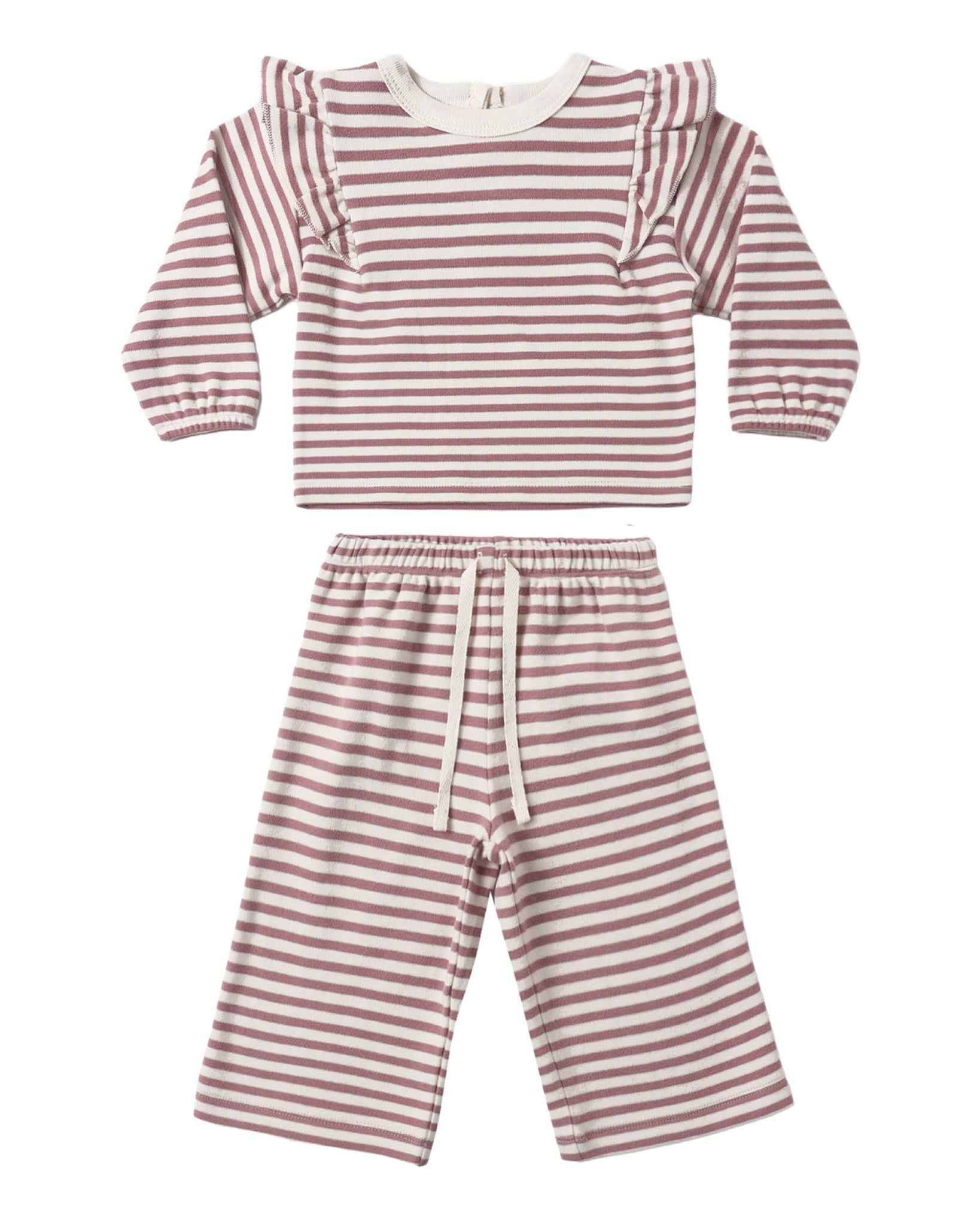 Ruffle Cozy Set, Mulberry Stripe