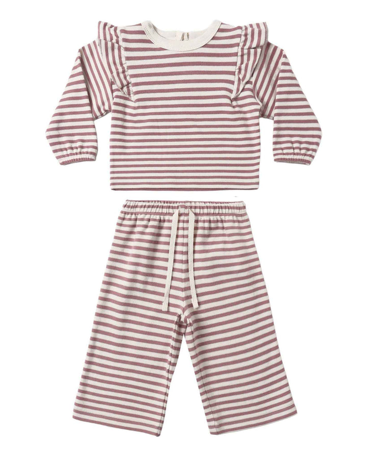 Ruffle Cozy Set, Mulberry Stripe