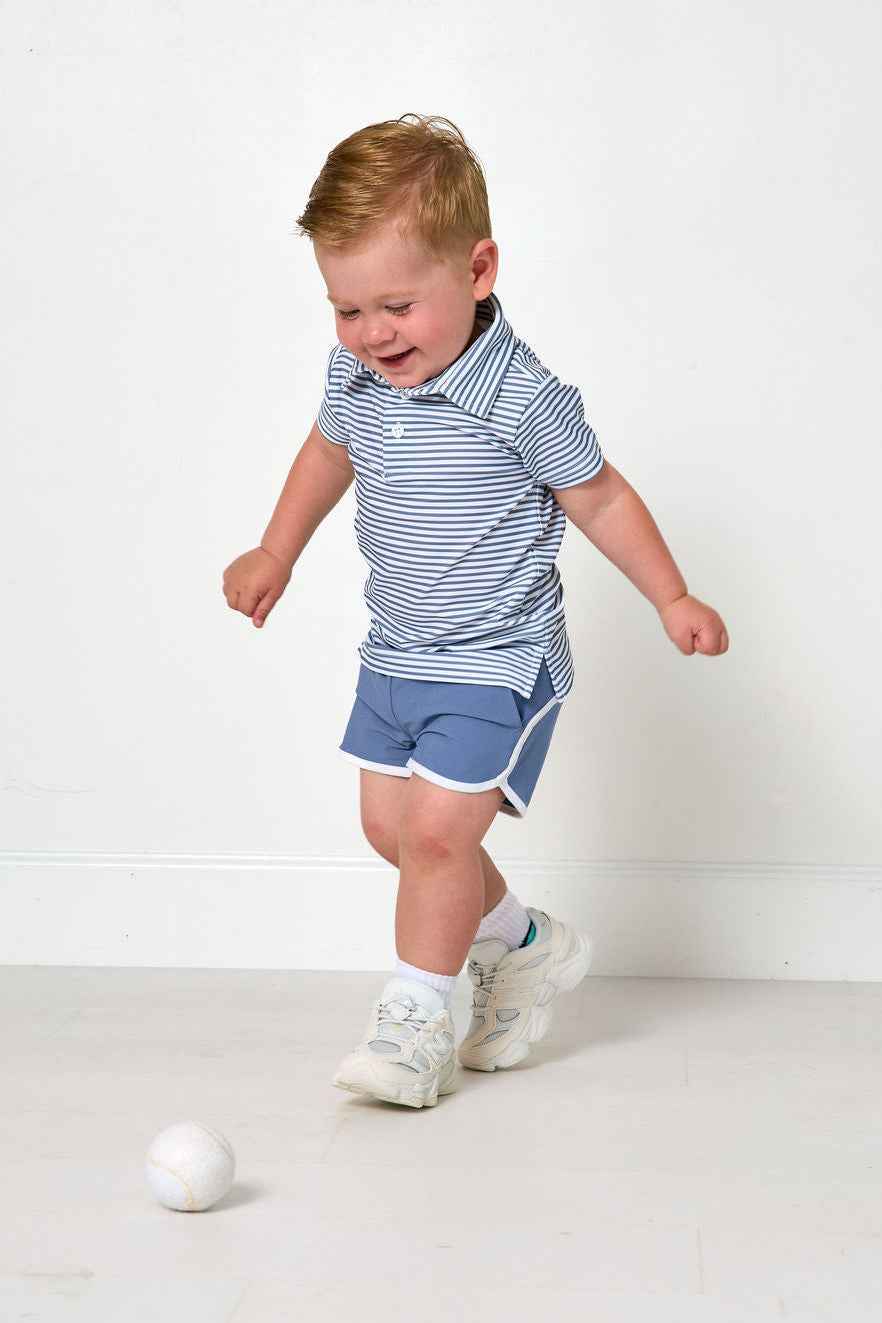 Slate/White Thin Stripe Polo Shirt