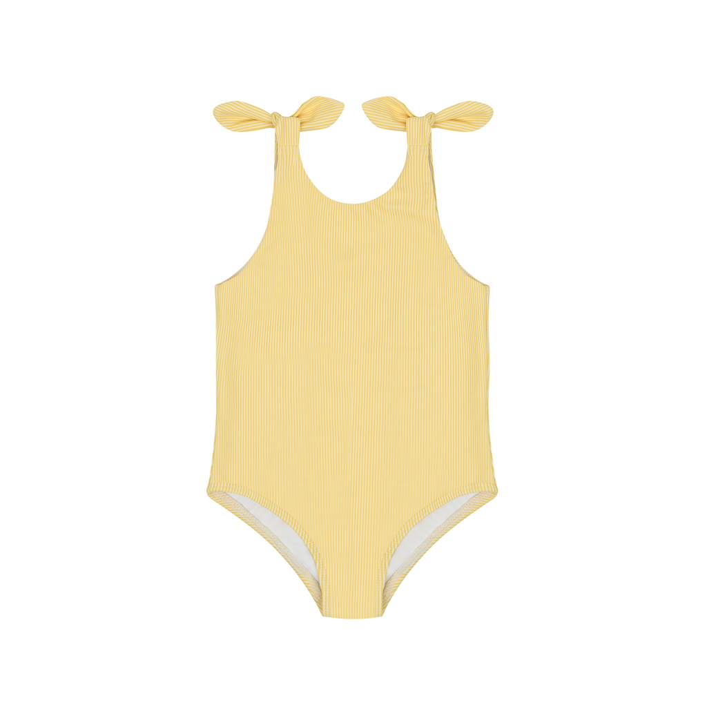 Girls Buttercream Stripe Tie Knot One Piece