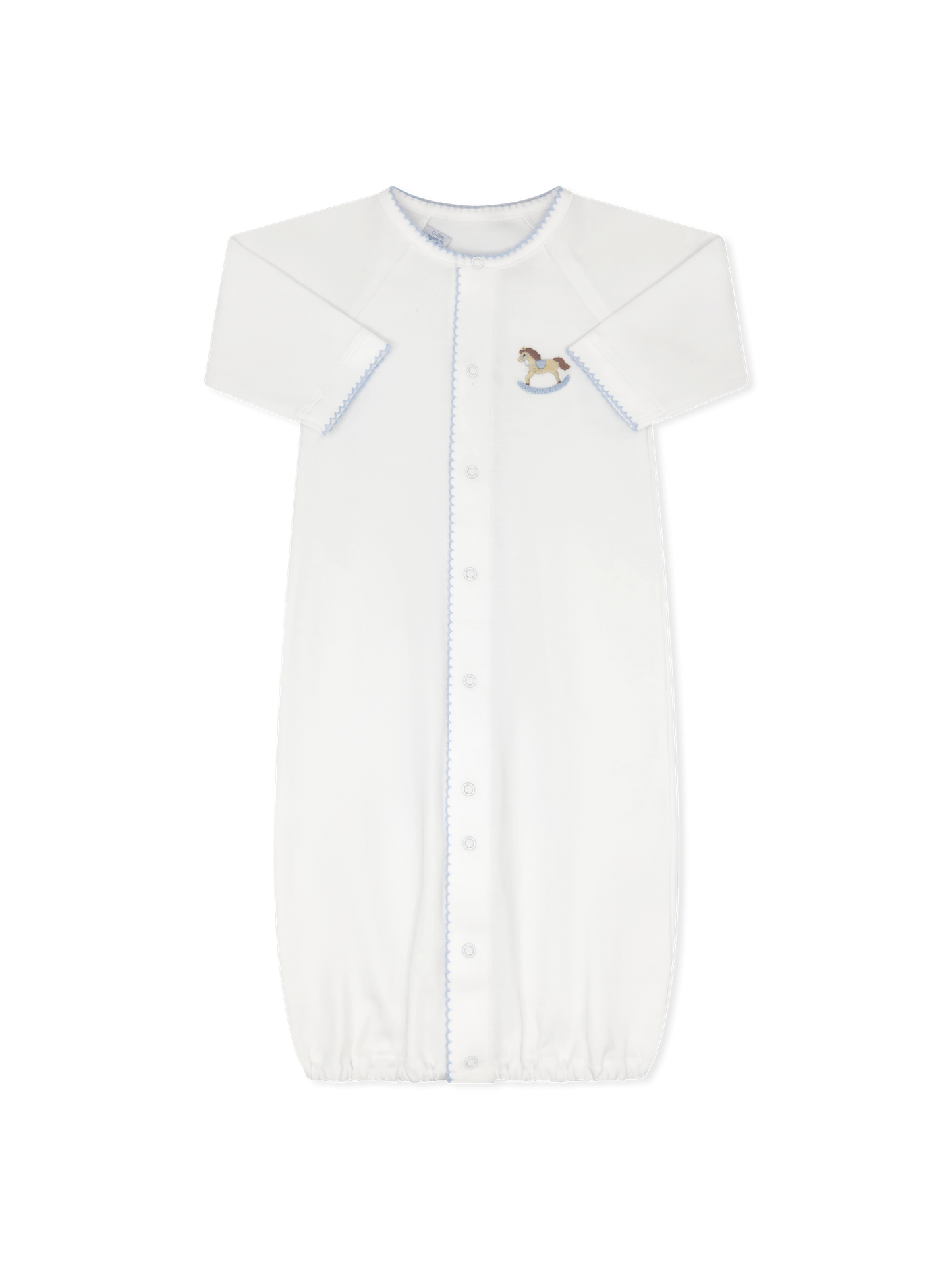 Warren White Pima Gown with Rocking Horse Embroidery