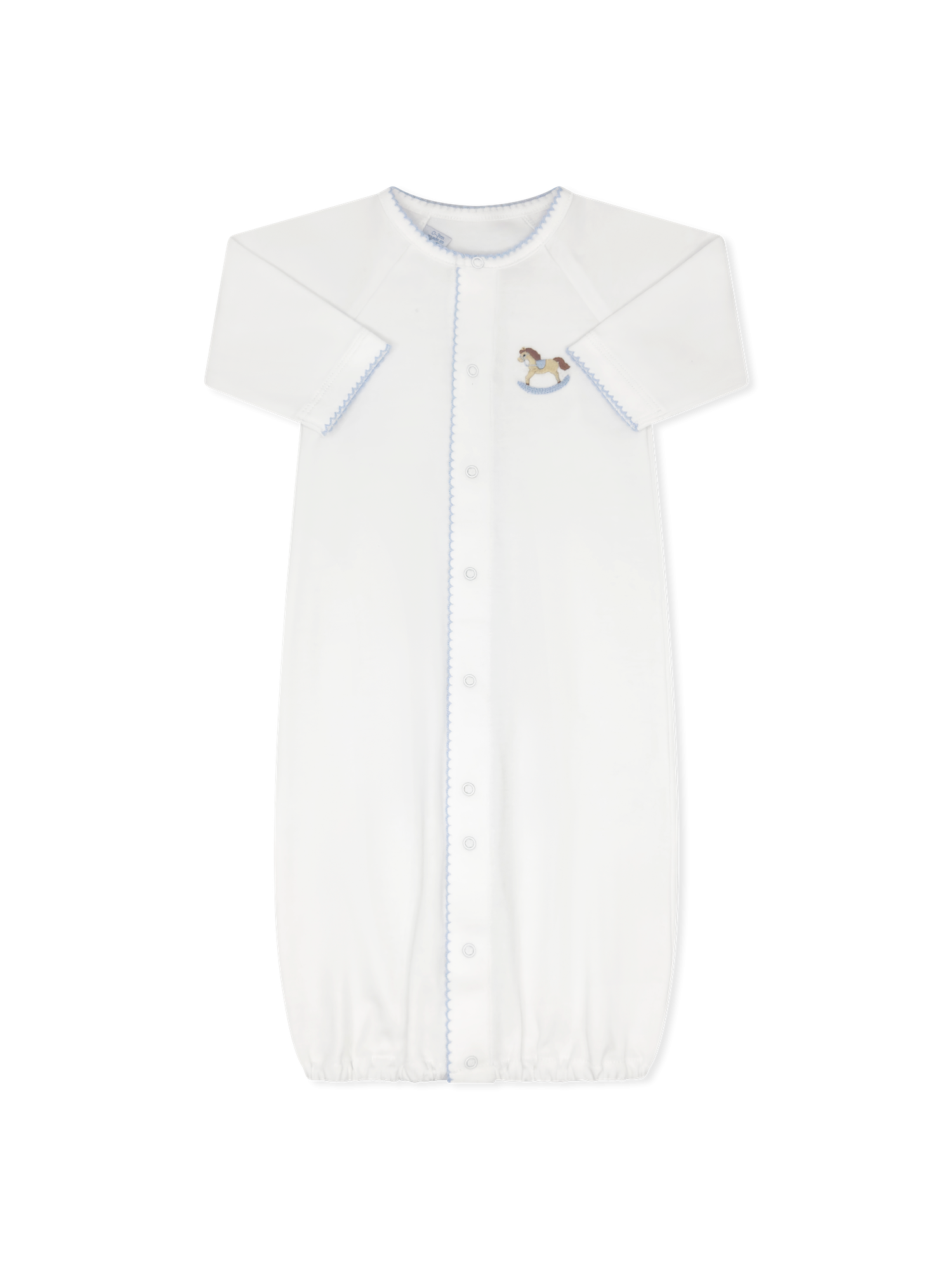 Warren White Pima Gown with Rocking Horse Embroidery