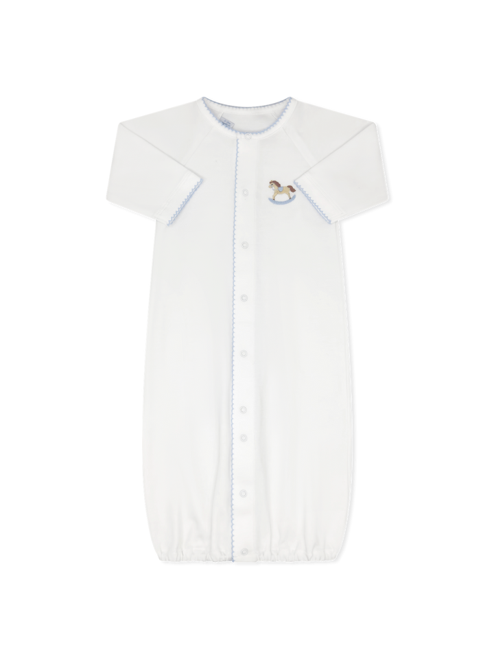 Warren White Pima Gown with Rocking Horse Embroidery
