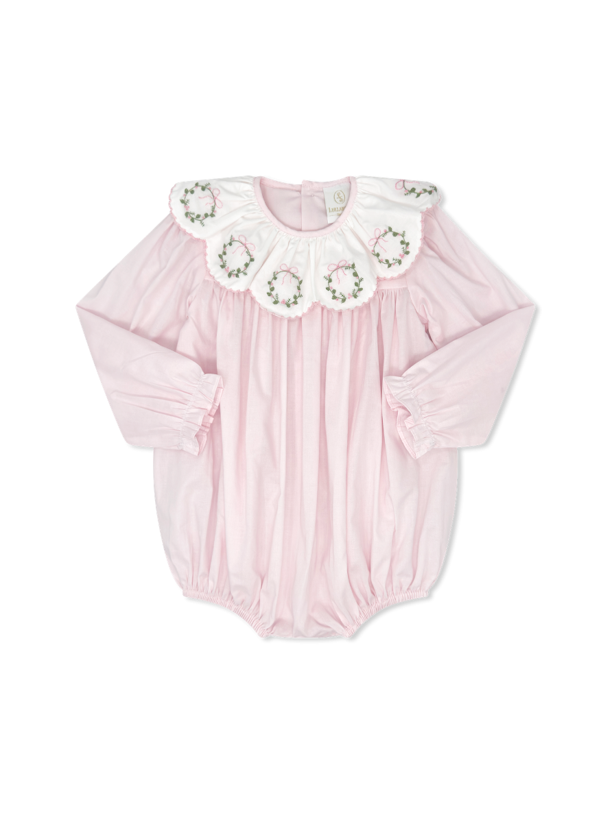 Pink Chloe Bubble with Wreath Embroidery