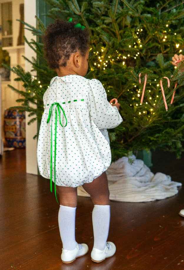 Mistletoe Green Swiss Dot Ribbon Bubble