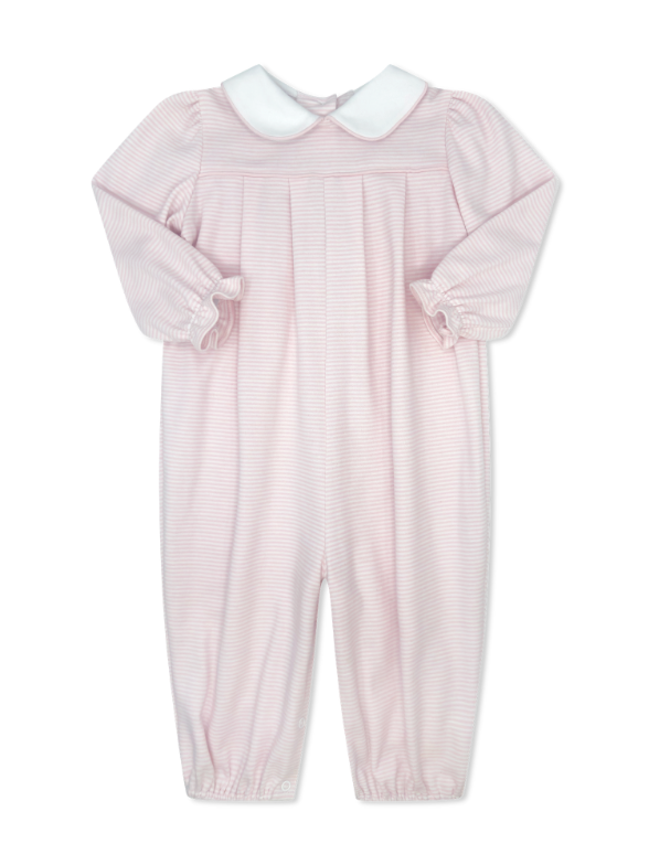 Leighann Long Sleeve Romper, Pensacola Pink Ministripe