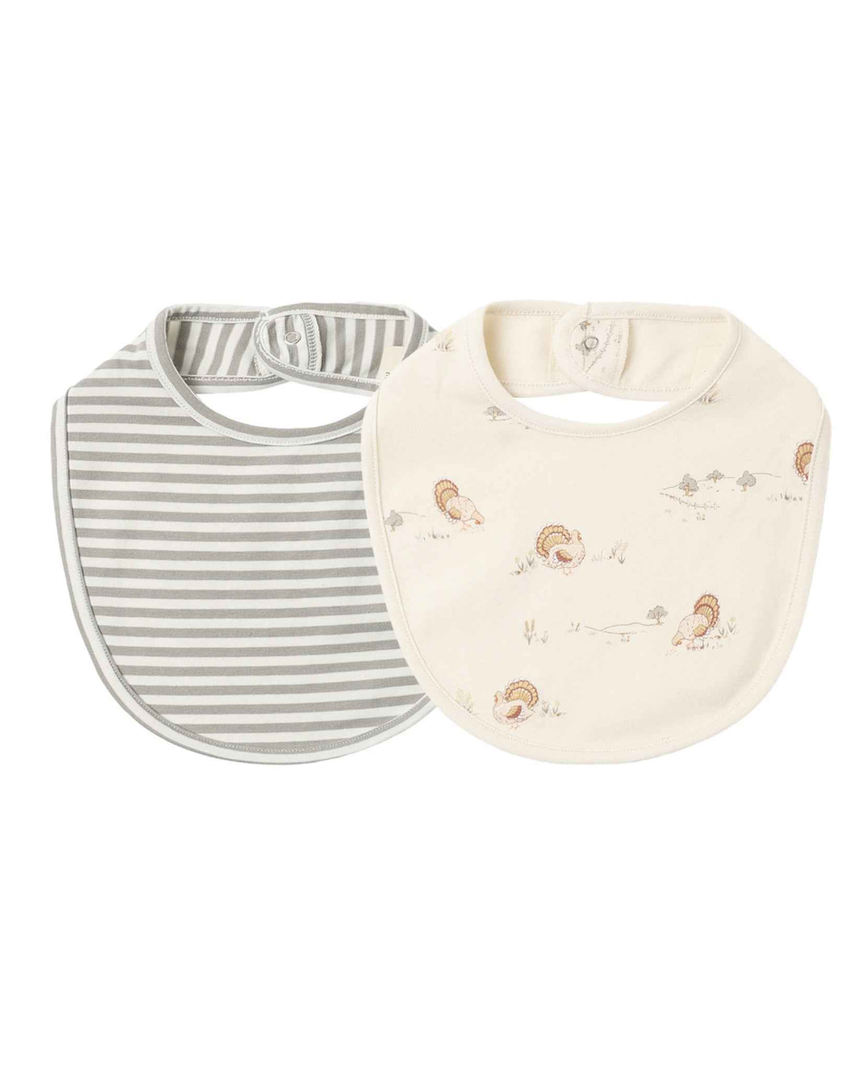 Jersey Snap Bib, 2 pack-Laurel Stripe & Turkey