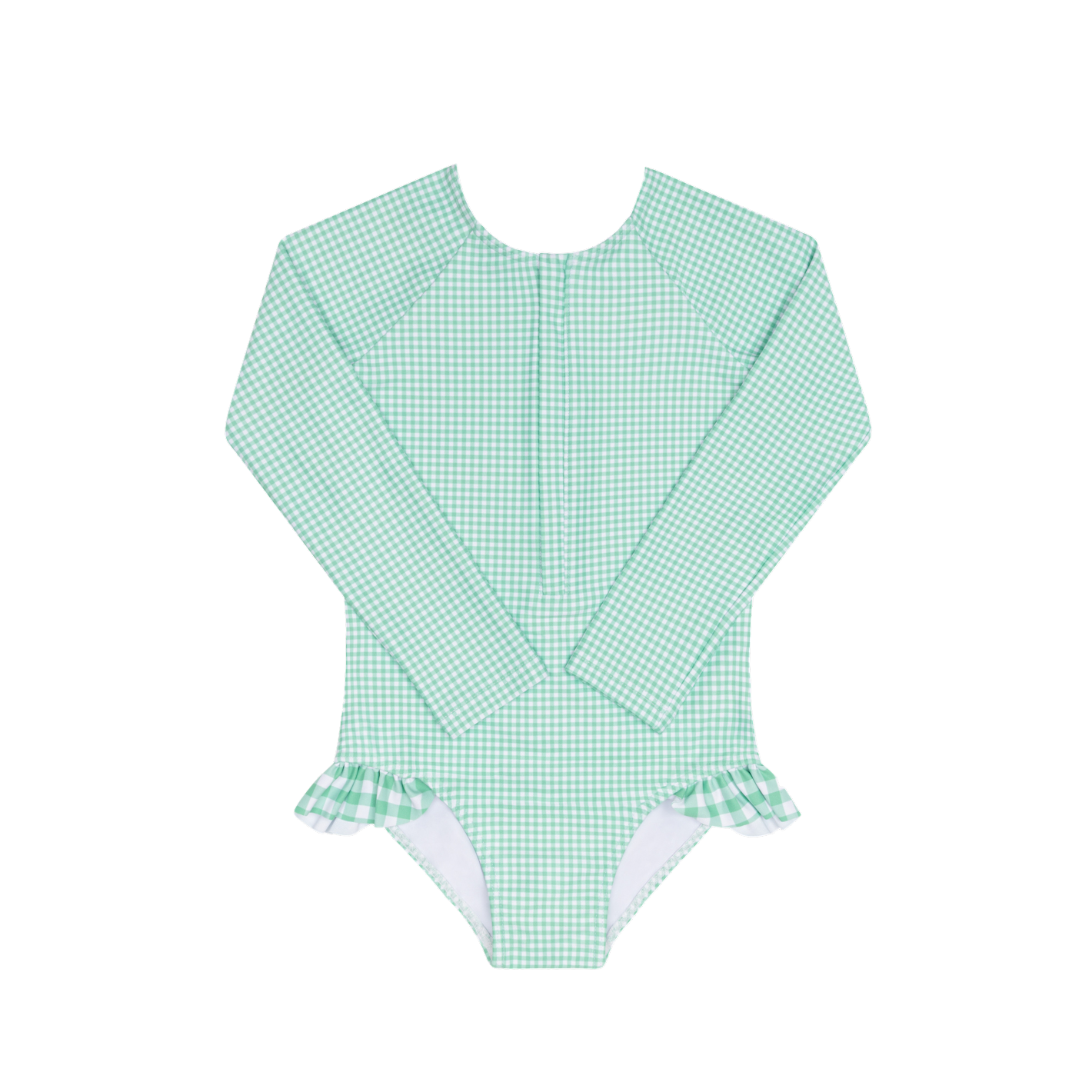 Girls Gustavia Gingham Front Zip Rashguard One Piece