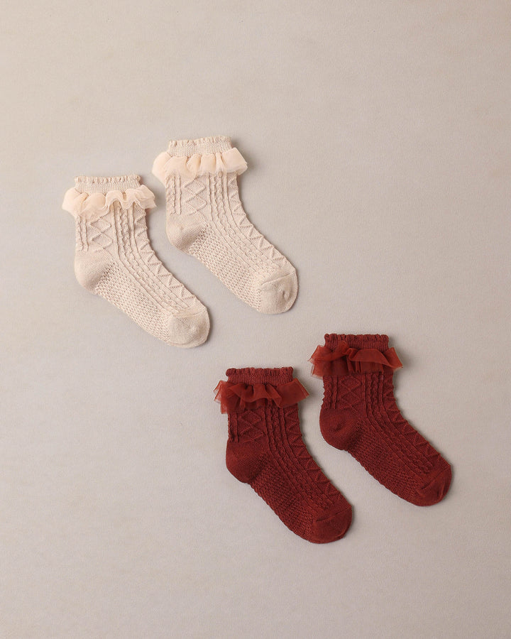 Ruffle Socks Pearl/Ruby