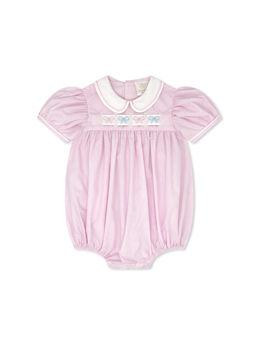 Ruth Ribbon Bubble, Baby Pink Mini Gingham