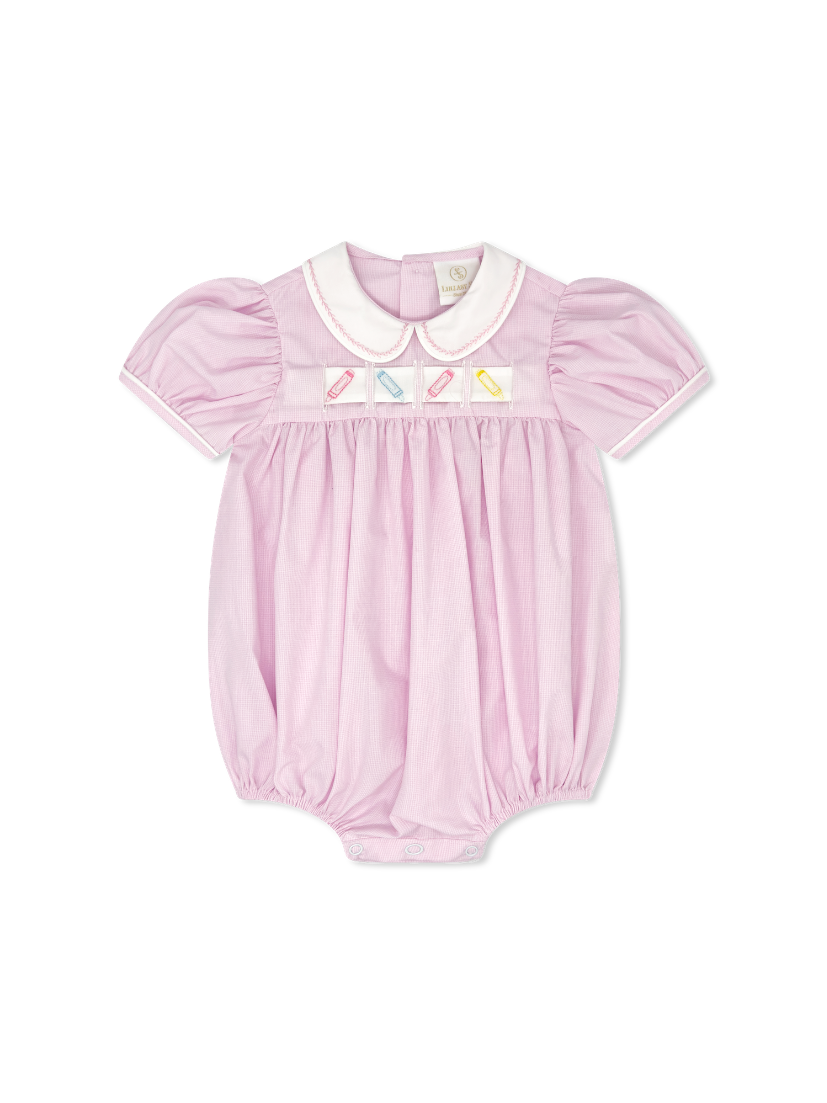 Ruth Ribbon Bubble, Baby Pink Mini Gingham