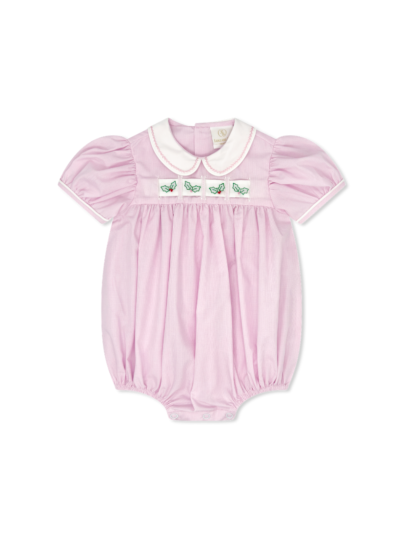 Ruth Ribbon Bubble, Baby Pink Mini Gingham