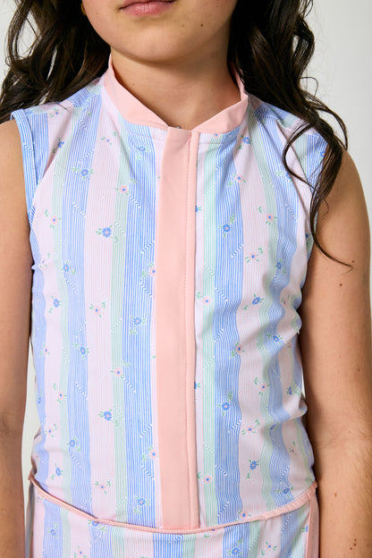 Striped In Bloom Court Dress