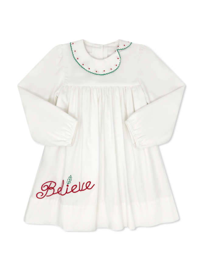 Eloise Believe Dress, Dreamy White Corduroy