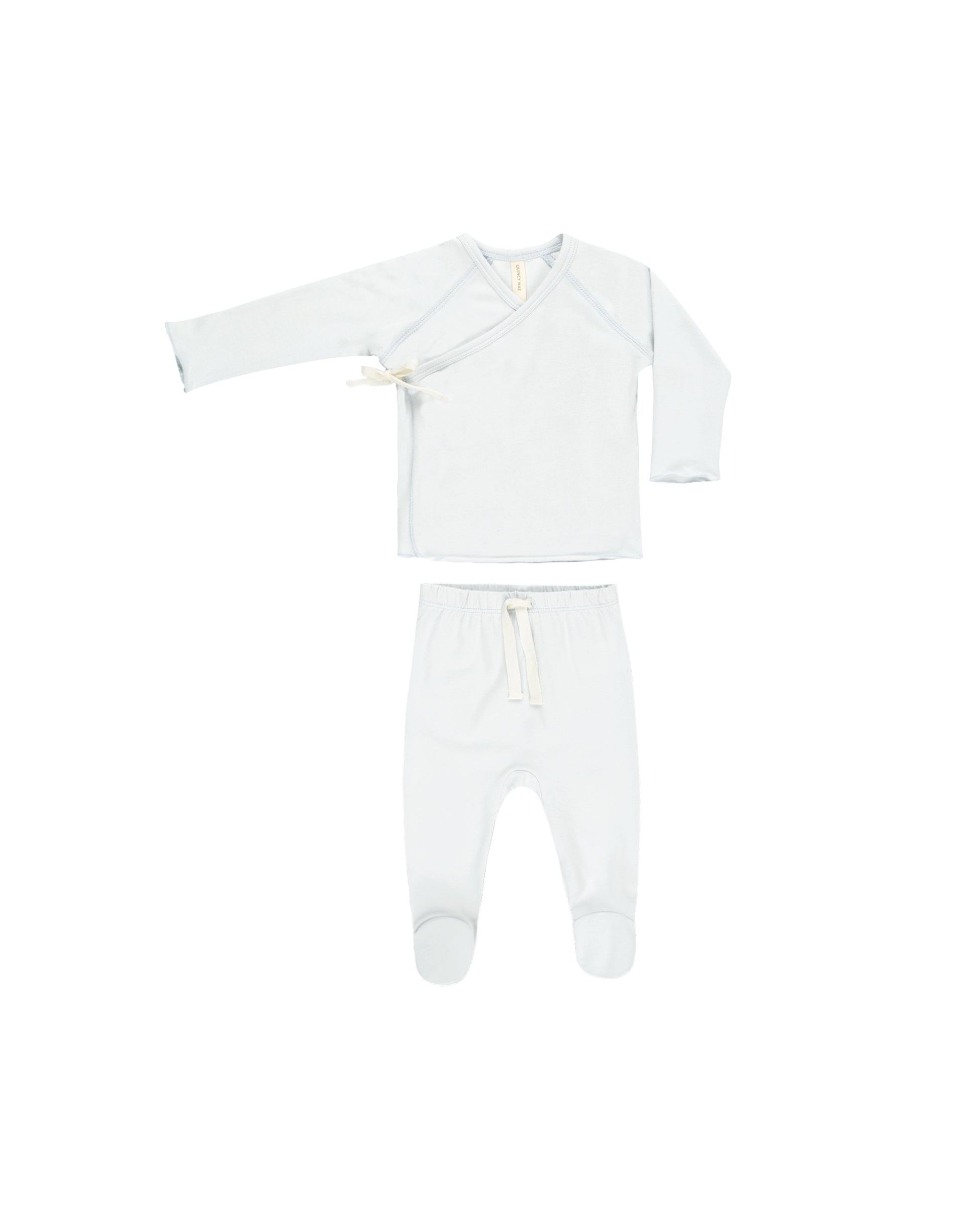 Wrap Top + Footed Pant Set Fog