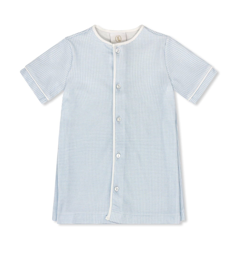 Baby Blue Minigingham Knit Daygown