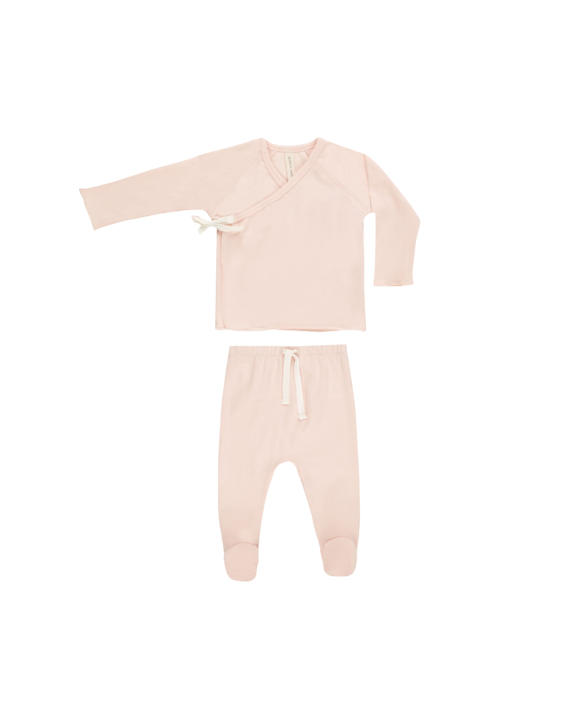 Wrap Top + Footed Pant Set Petal